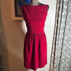 Lanz Originals 1960s Deep Red Quilted Velvet Holiday Party Dress